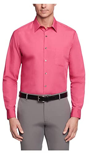 Van Heusen Herren Popeline, Normale Passform, Fester Spitzkragen Klassisches Hemd, Desert Rose, 42 cm Hals 81 cm-84 cm Ärmel