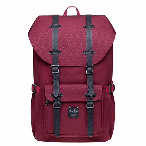 KAUKKO Rucksack Damen Herren Daypack mit Laptopfach für 14 Zoll Notebook für Freizeit Job Uni Reisen Wandern, 21L (Rot EP5-18)