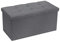 Requena Linen Fabric Ottoman, Folding Storage Footstool with Box, 76 x 38 x 38cm, Dark Grey