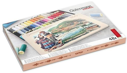 Gütermann - Gütermann Nostalgico Scatola (100m) Cucire-Tutto Filo Impostato - 48 Pezzi