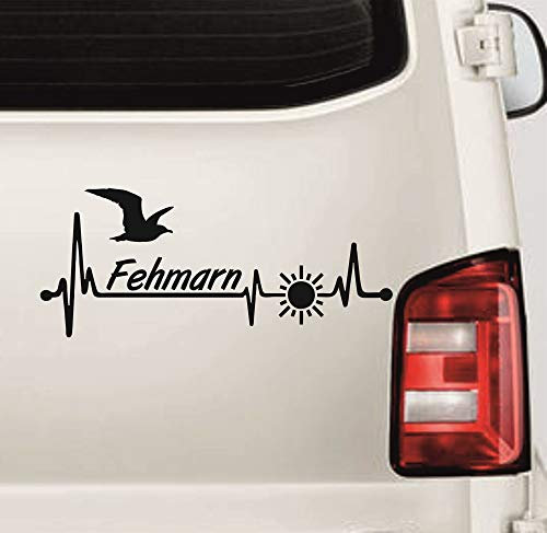 myrockshirt Herzschlag Heartbeat Fehmarn Inseln Urlaub ca.25cm Aufkleber Sticker Autoaufkleber Wandtattoo