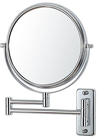 Erlingeryi 10x Magnifying Wall Mounted Makeup Mirror, Chrome Finish, 8 Two-Sided Swivel, Extendable, Bathroom Mirror