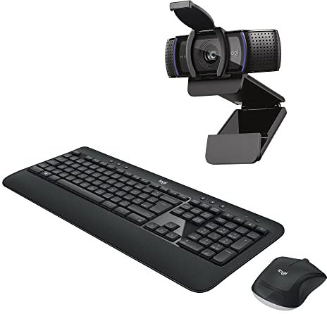 Logitech C920s and MK540 wireless keyboard and mouse, professional video calls setup,1080p HD Video Calling, auto focus webcam, PC/Mac/Laptop/Macbook