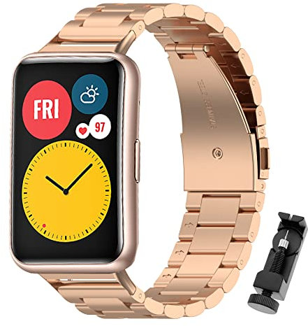 SenMore Correa de Metal Compatible con Huawei Watch Fit/Huawei Watch Fit New/Huawei Watch Fit Elegant/Huawei Watch Fit SE Pulseras de Acero Inoxidable
