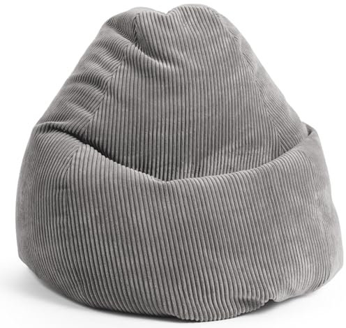 Sitting Point by Magma BeanBag Shara XL Sitzsack aus Flauschcord - 70x110cm, Hülle waschbar, anthrazit, Oeko-TEX®-Zertifiziert