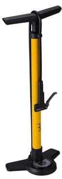 BBB Cycling AirBoost 2.0 Bike Pump, Yellow, High Pressure Floor Pump with DualHead 3.0, Pressure Gauge, 160 PSI, 1.1 kg