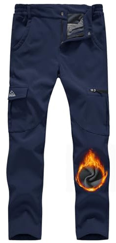 YSENTO Damen Wanderhose Outdoorhose wasserdichte Softshellhose Winddicht Winter Warm Gefüttert Ski Snowboardhose Trekkinghose(Marine,M)