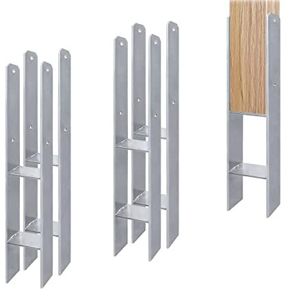 Aufun 4 Stück H-Pfostenträger in Ausführung 81mm H-anker H-Form Stahlträger- 600 mm Länge, Materialstärke 5mm (4 Stück 81mm)