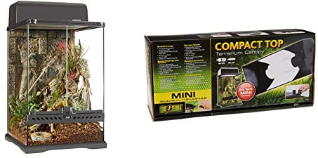 Exo Terra Terrarium aus Glas, im Azteken Design, mit einzigartiger Front Belüftung, 30 x 30 x 45cm & Compact Top, Terrarienabdeckung, Mini, für 1 Lampe, mit Reflektor, 30 x 9 x 12,5cm, Fassung E27