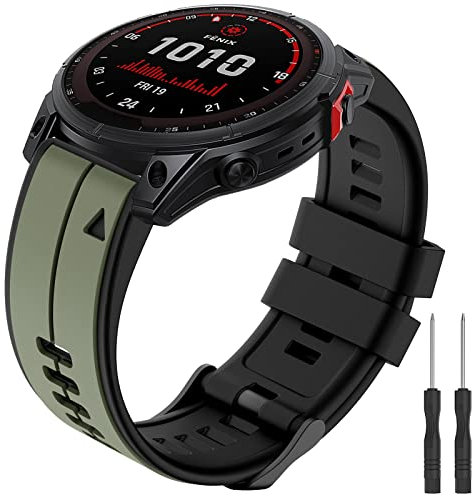 BOJYS Silikon Armband Kompatibel mit Fenix 7X, 26mm Sport Ersatzarmband Verstellbare Uhrenarmband Quick-Fit Armband für Fenix 8 51mm,Fenix 6X Pro,Fenix 6X,Fenix 5X Plus,Fenix 5X, Fenix 3,Fenix 3 HR