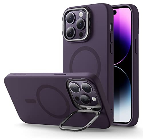 ESR Cloud Kickstand Case for iPhone 14 Pro Max, MagSafe Case with Stand, Military-Grade Protection, Strong Magnetic Lock, Built-in Camera Ring Stand, Purple