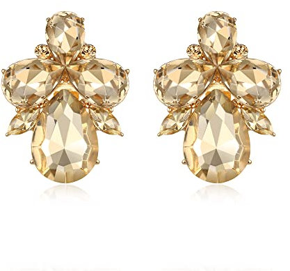 EVER FAITH Strass Kristall Art Deco Ohrstecker Bankett Prom funkelnde Tropfen Marquise Ohrringe für Damen Braun Gold-Ton
