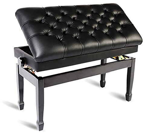 RWRAPS Klavierhocker Deluxe Duet Klavierbank mit Notenfach, 10 cm höhenverstellbarer Klavierhocker, Klavierhocker aus Kunstleder, Tastaturbank, wunderschöne Landschaft