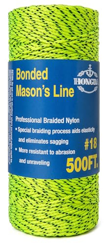 HONGDA Professional Masonry String Lines, 500 Feet #18 Bonded Braided Nylon Mason Line, Durable and Versatile String for Masonry, Construction, Gardening, and DIY Projects