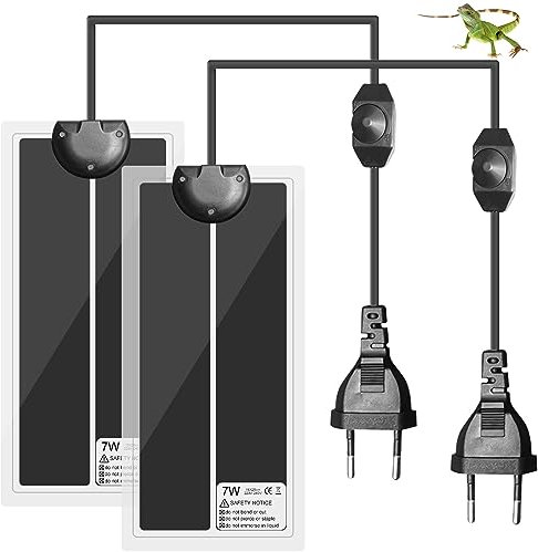 2 Stück Reptilien Heizmatte: 7w Heizmatte Terrarium 15*28cm, Heizmatte pflanzen mit Temperaturregelung, Reptil Heizmatte, Terrarium Heizmatten Für Schildkröte, Schildkröte, Schlangen, Eidechse, Gecko