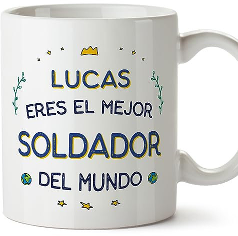 MUGFFINS Tazas Personalizadas para SOLDADOR hombre - En Español - Mejor del Mundo - 11 oz / 330 ml - Regalo Personalizable original y divertido