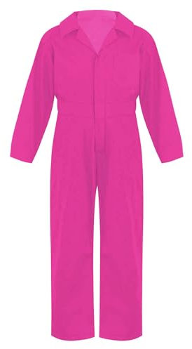 Kaerm Kinder Arbeitsoverall Jungen Mädchen Latzhose Ganzkörperanzug Langarm Schutzoverall Reverskragen Arbeitsanzug Schutzanzug Gr.110-176 Hot Pink B 158-164