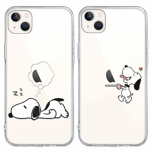 nurkorki [2 Stück Transparent Handyhülle für iPhone 13 iPhone 14 Hülle 6,1,Silikon TPU Schutzhülle mit Chic Cartoon Lustig Anime Muster Stoßfest Hüllen(für iPhone 13 iPhone 14),Karikatur 2