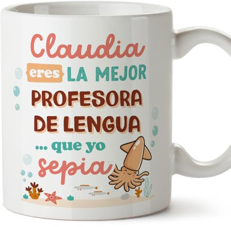MUGFFINS Tazas Personalizadas para PROFESORA DE LENGUA mujer - En Español - Mejor que yo Sepia - 11 oz / 330 ml - Regalo Personalizable original y divertido
