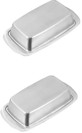 BESTonZON 2 Stück Edelstahl Butterbox Isolierte Butterdose Essenstablett Butteraufbewahrung Für Kühlschrank Butterteller Versiegelte Behälter Für Lebensmittel Kreativer Dessertteller