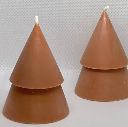 Weihnachtsbaum-Kerzen 2er-Set in Violett, Grün oder Cognac (Cognac)