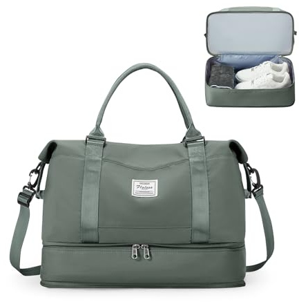 HPLQQ Bolsa de Viaje 40x30x20 Ryanair Equipaje de Mano de Fin de Semana de Deporte Mujer con Compartimento para Zapatos Bolsa Gimnasio Bolso Maternidad Hospital,A04-Verde Militar