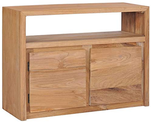 Vopese Sideboard 80×30×60 cm Massivholz Teak Aufbewahrungsschrank viel Stauraum Anrichte Standschrank Wohnzimmer Möbel Mehrzweckschrank Schrank für Wohnzimmer