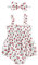 Himllauen 2-teiliges Set für Neugeborene, ärmellos, Strampler mit Aufdruck Kirsche/Karotten/Baum/Blumen/Pfirsich/Haarband, Baby-Body, Sommer, niedlich, Weiße Kirsche, 12-18 Monate