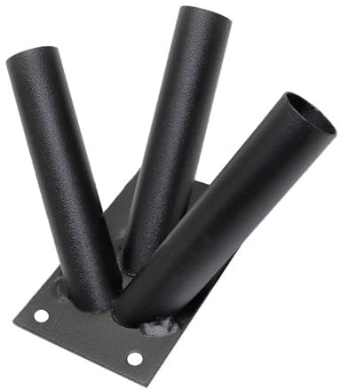 Triple Flag Pole Holder - Wall Mounted Flag Pole Bracket, Powder Coated (Black), Rust and Weather Resistant, Heavy Duty Flagpole Mount for Home and Outdoor Use