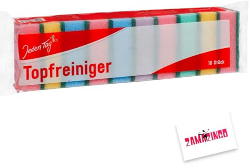Jeden Tag Topfreiniger aus offenporigem Schaumstoff 10 STK. | mit Scheuerfläche für effektive Reinigung von Töpfen und Pfannen, langlebig ideal für Haushalt und Küche (20er Karton Pack)