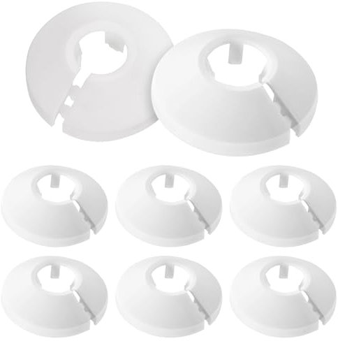 8 Pcs Radiator Pipe Cover, White Radiator Pipe Collars Plastic Pipe Decoration Cover, Pipe Collars Wall Flange Cover Water Pipe Covers Fit for 16 mm Diameter Pipe