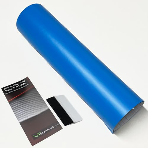 Matt Car Vinyl Wrap [Self Adhesive Air Release Film] with Squeegee Tool - Outdoor Rated for Car Automotive Use (Medium Blue, 30 x 152cm)