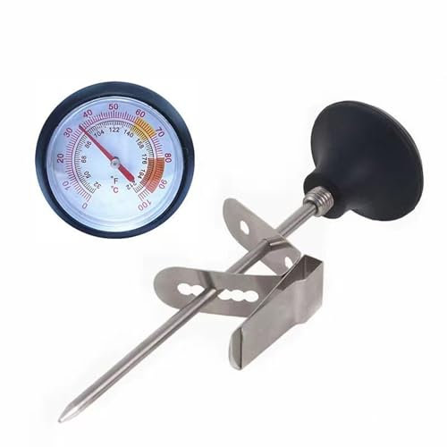 UZER Milk Frothing Pitcher with Thermometer, 21oz Stainless Steel Milk Frother Cup, Coffee Barista Steaming Jug (Thermometer Latte Art Pen)