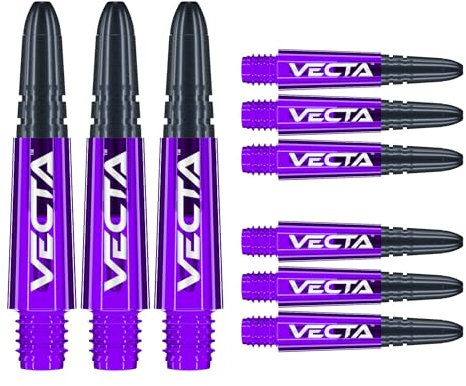 WINMAU Dart Shaft - Vecta Polycarbonat Dartschäfte - 1 Set pro Packung (insgesamt 3 Dart-Schäfte) - Professionelles Dartzubehör - Lila & Schwarz Kurz Schäfte