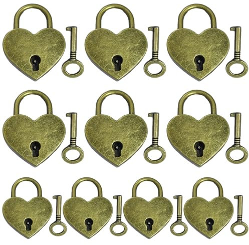 Zliger 10 Pièces Vintage Cadenas Mini Serrure à Clé avec Clés Cadenas Durable en Métal Serrure à Clé pour Ordinateur Portable Livre de Journal Intime Boîte à Bijoux