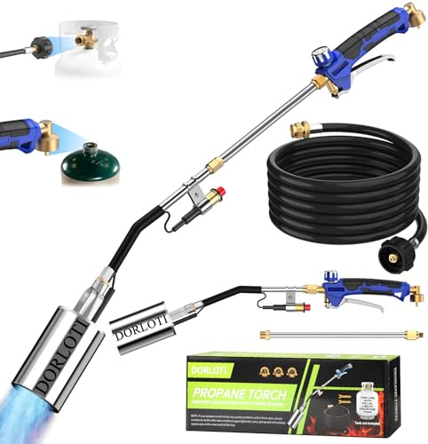 Propangas-Fackel-Unkrautbrenner-Set, tragbare Gartenfackel, Unkraut, hohe Leistung, 1800.000 BTU Lötlampe mit 30 m Schlauch