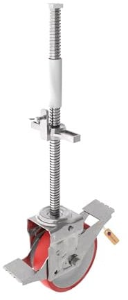 GeZu Impex® Ruota per ponteggi con freni, 600 kg, elettrolitica, 1 pezzo, regolabile in altezza, resistente, per ponteggi
