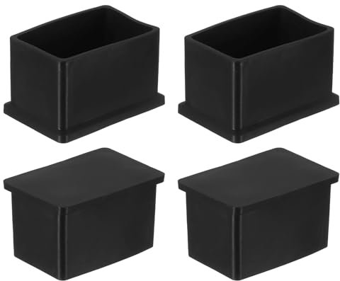 sourcing map Rubber Furniture Leg Caps, 4Pcs 50x30mm Rectangle Chair Leg Tips Caps, Furniture Foot End Caps Covers Floor Protectors for Table, Chair, Machinery Equipment Feet (Black)