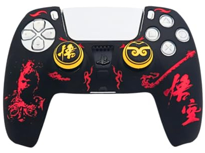 Genérico Funda Mando PS5 Wukong Rojo - Impermeable, Resistente y Antideslizante - Protección Segura para Mandos PS5 Duraderos - con Juego de Empuñaduras a Juego