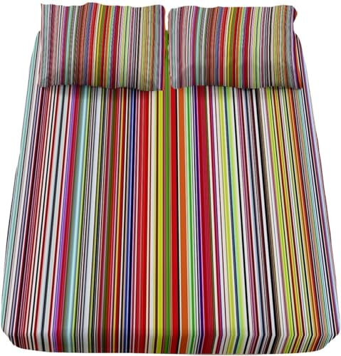 Spannbettlaken 200x200 Regenbogen Spannbetttuch 200x200 Regenbogen Weiche Mikrofaser Spannbetttücher Tiefe Tasche 30cm Mit 2 Kissenbezügen 80x80, G1365