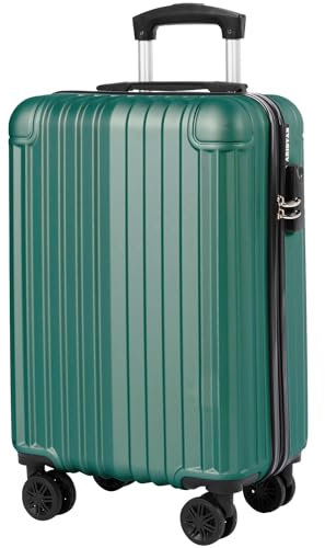 ABISTAB Voyager Handgepäck Koffer 55x35x23cm, Hartschalen Koffer & Trolleys klein, leicht Reisekoffer mit 4 Rollen, Zahlenschloss, Dunkelgrün