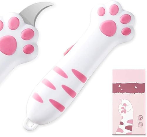 Katzenpfoten Cuttermesser Profi, 2025 New Portable Cutter Messer, Aesthetic School Stuff Clean Girl Geschenke für Frauen und Freundin, Süße Kartonschneider Utility Knife Klein Teppichmesser