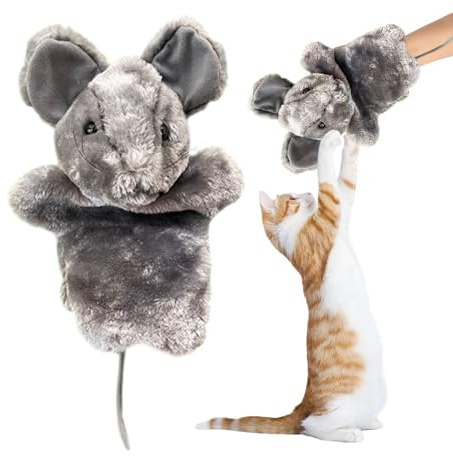 Poludatly Katzen Puppet Wrestler – Katzenspielhandschuh Mäuse-Form – niedliches Kätzchen-Stressabbau-Spielzeug, interaktiver Haustier-Wrestler-Handschuh für geistige Stimulation