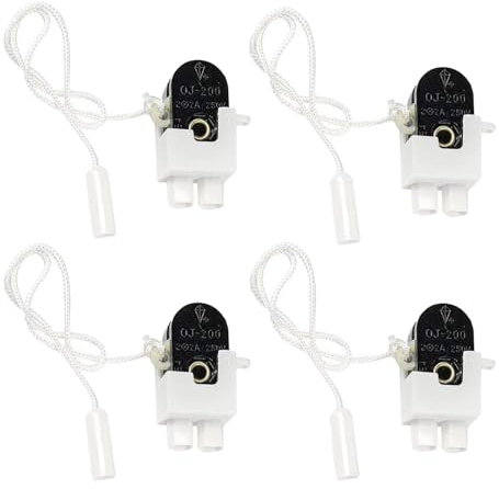 SIXHAOBU 4 interruttori a corda, con cordoncino, 250 V, 2 A, mini interruttore a cordoncino, per lampadari