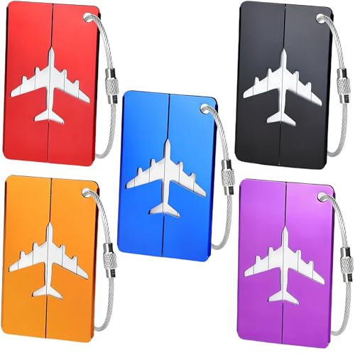 5 Pièces Etiquette Valise Voyage Avion,Etiquettes à Bagage,de Bagages étiquettes Autocollant Tag Accessoires,Etanche Vacances Voyages Valises Tags,pour Luggage Soute Porte Essentials Suitcase Label