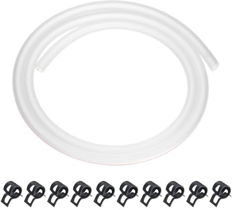 sourcing map 3.3 Feet Fuel Line Hose, 3/16 Inch (5mm) ID Silicone Fuel Line with 10pcs Hose Clamps, Petrol Gas Tube for Motorcycle, Dirt Pit Bike, ATV, Snowmobile, Clear