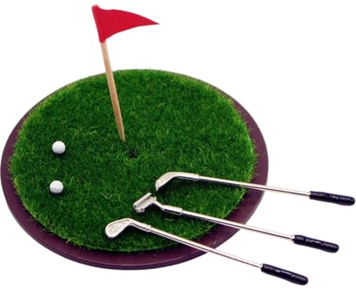 Zghhc 1set Puppenhaus Mini Golf Club Grünland Modell Set Simulation Sport Miniatur Szene Prop Modell Puppenhaus Zubehör