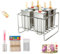 Qukaim Moule à Glace en Acier Inoxydable 304, Kit à Popsicle Anti-Fuite avec Porte-Bâtonnets et Base, Moules à Glace Réutilisables pour Enfants et Famille (6 Pièces, 50 Bâtonnets,
