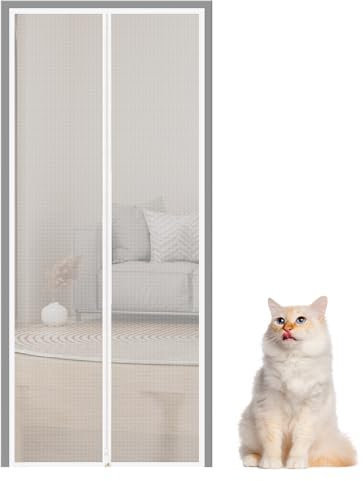 Porta zanzariera per gatti, porta zanzariere resistente ai gatti, tela adesiva adesiva, barriera rinforzata per appartamento, balcone, cucina, camera da , terrazza