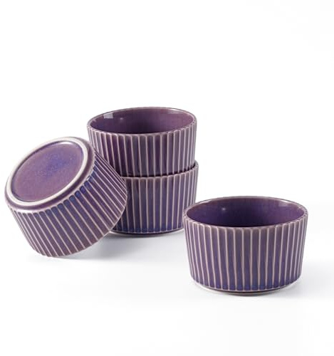 Jiwoo Müslischalen Bowl Schüssel 4er Set, 400ml Suppenschalen Doppelte Feuerveränderung der Glasur Dessertschalen für Nudeln, Salat, Obst, EIS Spülmaschinen- & Mikrowellengeeignet